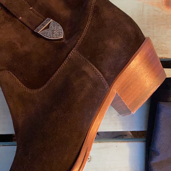 Ralph Lauren Purple Label Brown Suede Ankle Boots - Picture 3 of 13